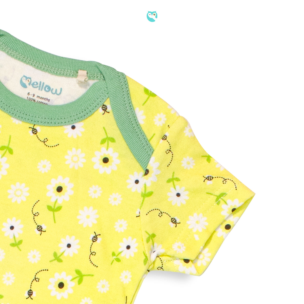Mellow Allover Yellow Floral Romper (triangle bottom)