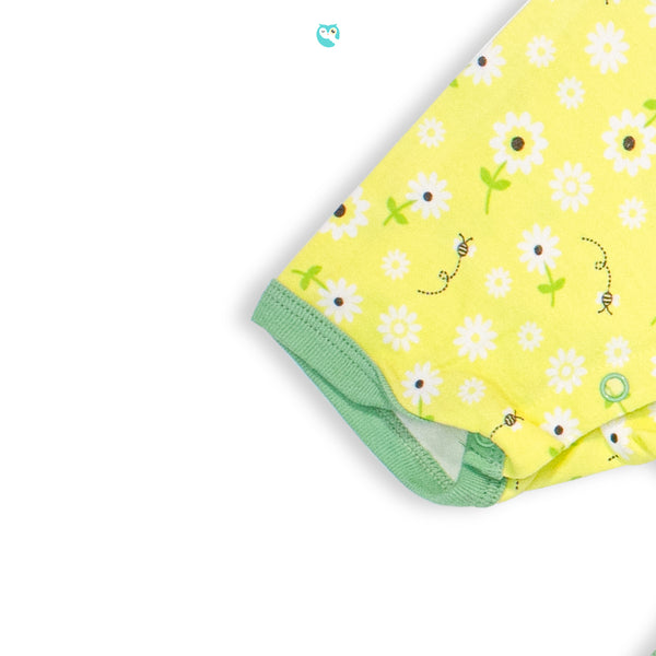 Mellow Allover Yellow Floral Romper (square bottom)