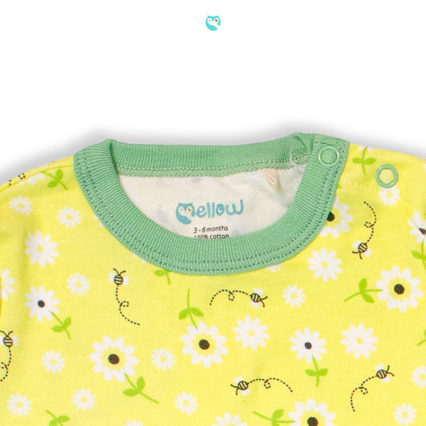 Mellow Allover Yellow Floral Romper (square bottom)
