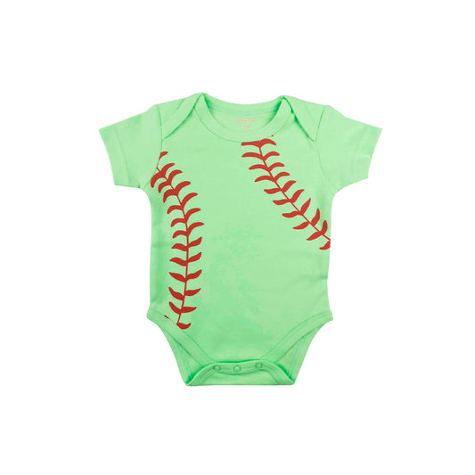 Mellow Green Baseball Printed Romper