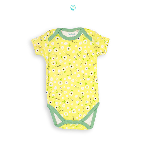Mellow Allover Yellow Floral Romper (triangle bottom)