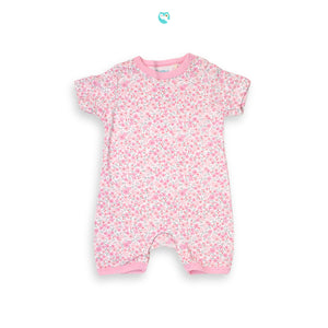 Mellow Allover Pink Floral Romper (square bottom)