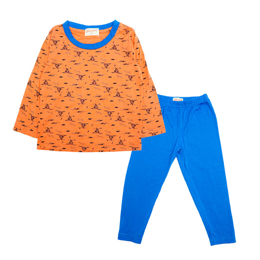 Mellow Orange Yacht Printed Sleepwear