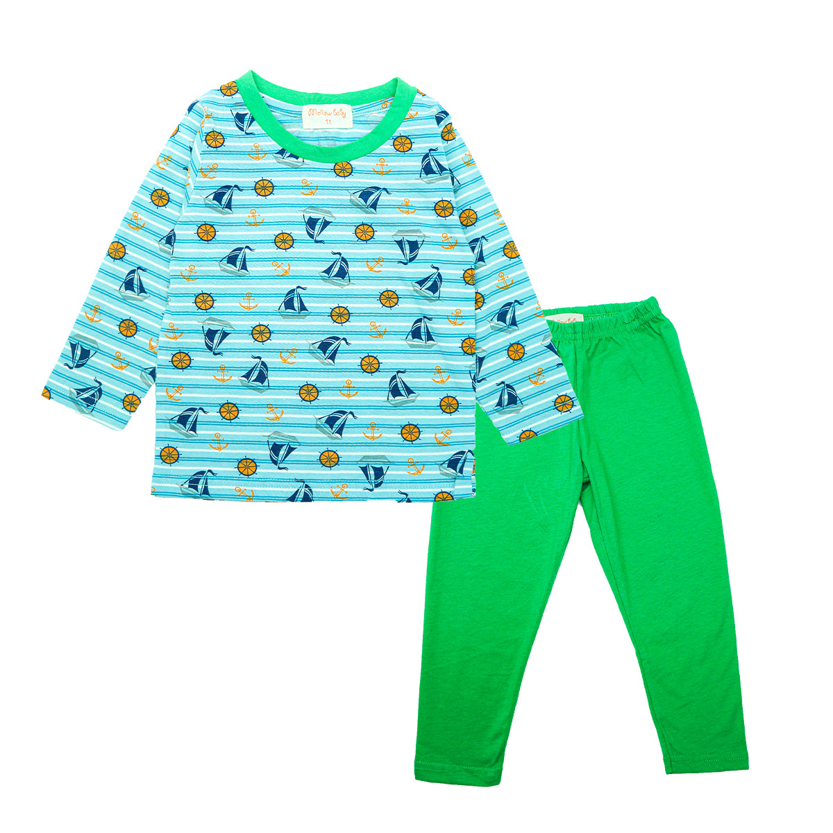 Mellow Green Yacht Print Sleepwear