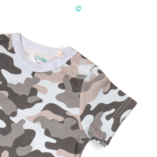 Mellow Gray Camouflage Romper (square bottom)