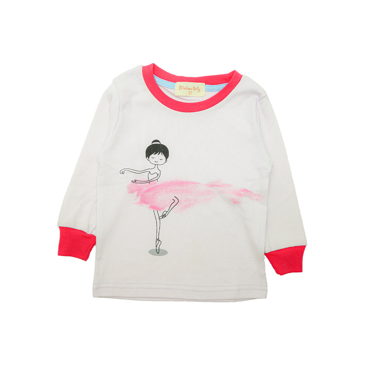 Mellow Baby Ballet Girl Print Sleepwear(Red)