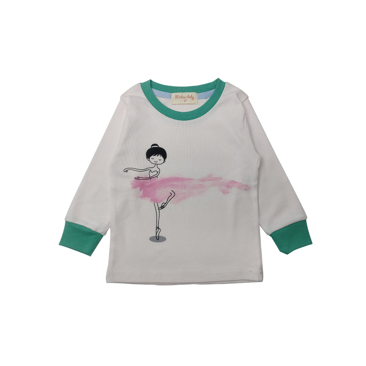 Mellow Baby Ballet Girl Print Sleepwear(Green)